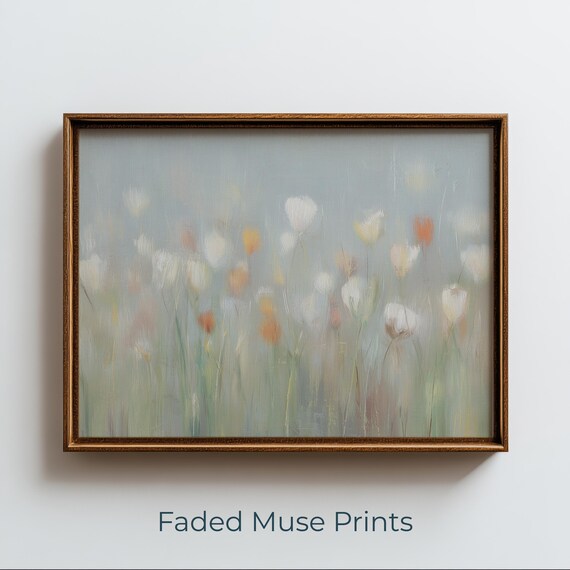 Pastel Spring Wildflower Field Impressionist Soft Floral Poster