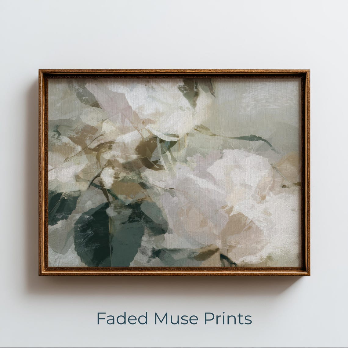 Soft Abstract Floral Art Pale Petal Blossoms Leafy Botanical Wall Art