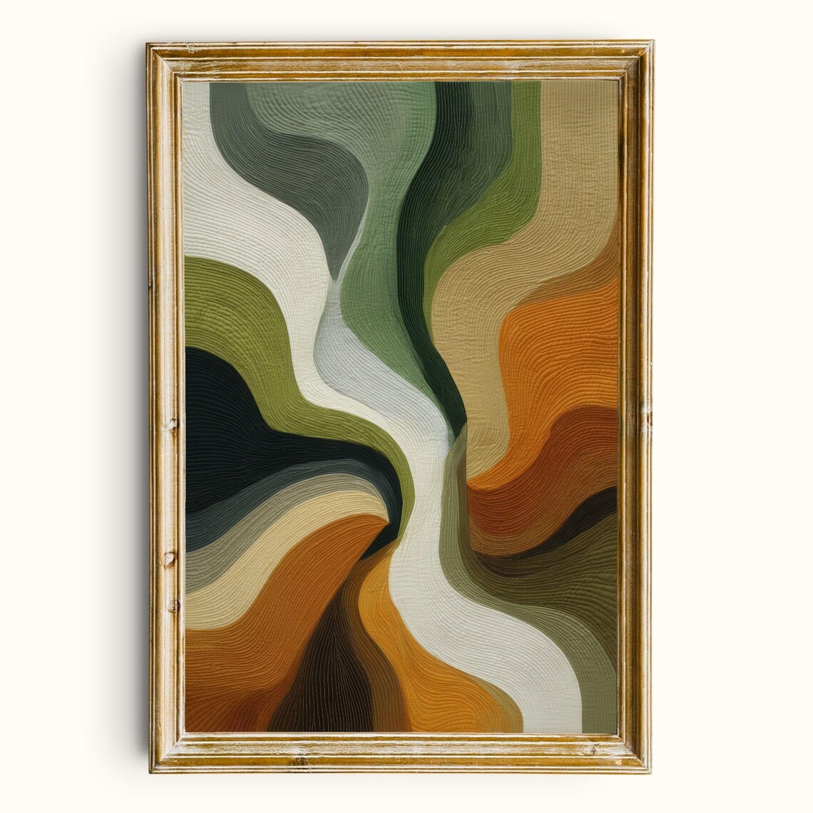 Emerald Green Abstract Art Print, Midcentury Modern