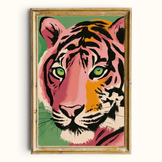 Colorful Tiger Pop Art Print Bold Animal Wall Digital Download