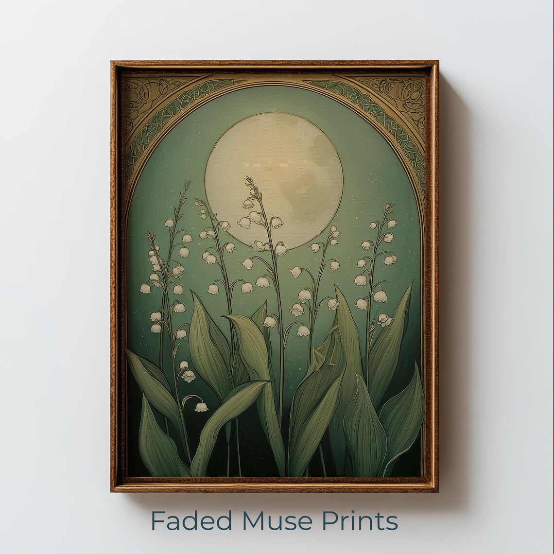 Art Nouveau Lily Of The Valley Moonlit Vintage Botanical Wall Art
