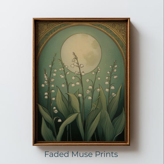 Art Nouveau Lilyofthevalley Illustration Vintage Botanical Wall Digital Download 1259