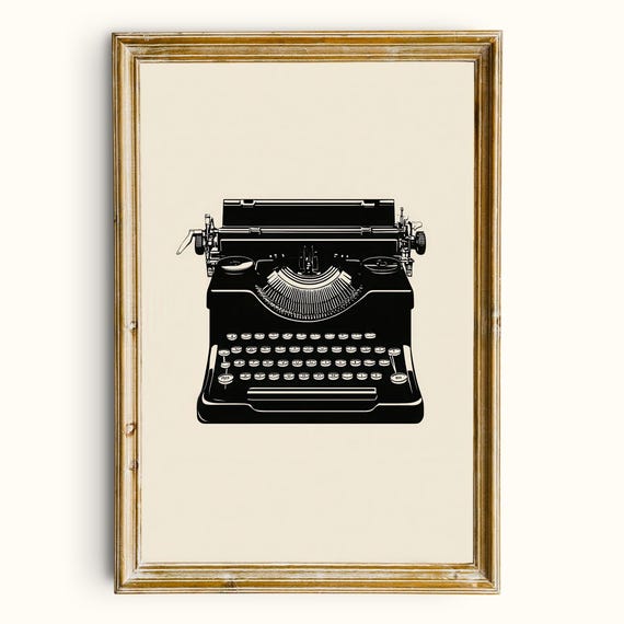 Vintage Typewriter Poster, Minimalist Literary Decor