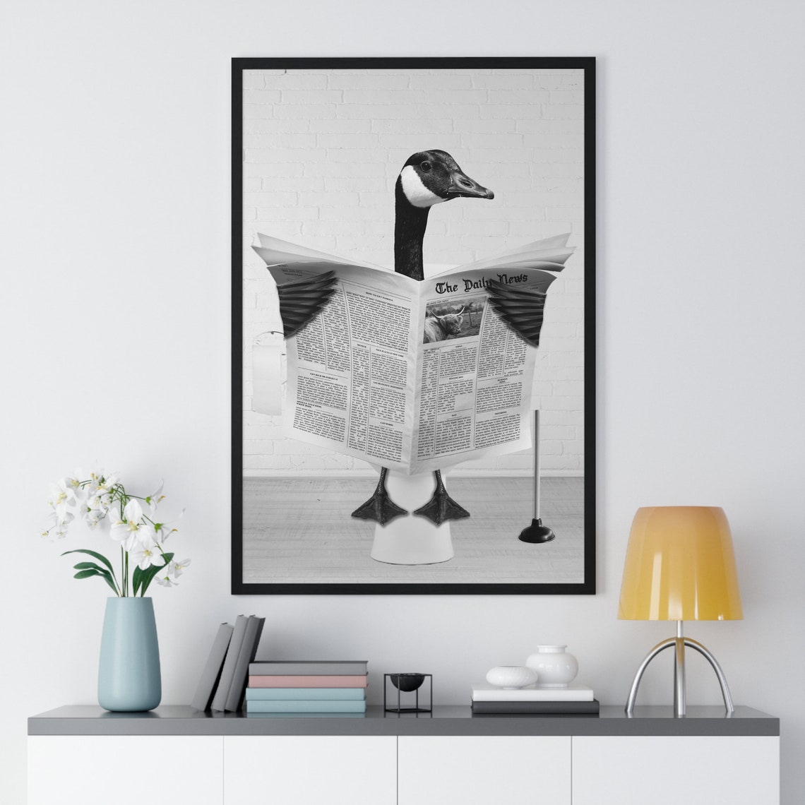 Canada Goose Reading Newspaper on Toilet Funny Bathroom Poster - Image 2