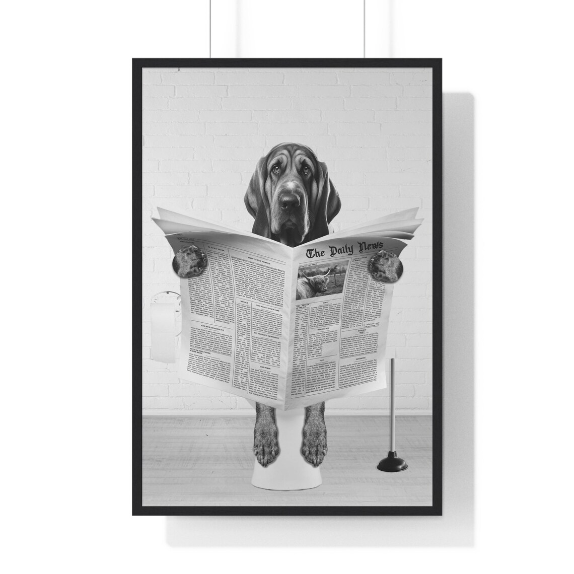 Bloodhound Wall Art Funny Bathroom Print Toilet Poster Bathroom Art Bloodhound Black And White