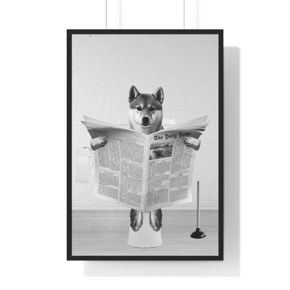 Hilarious Shiba Inu Reading The Daily News On The Toilet Poster