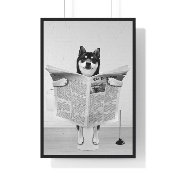 Shiba Inu Black And Tan Art Funny Bathroom Print Toilet Poster Bathroom Art Shiba Inu Black And White