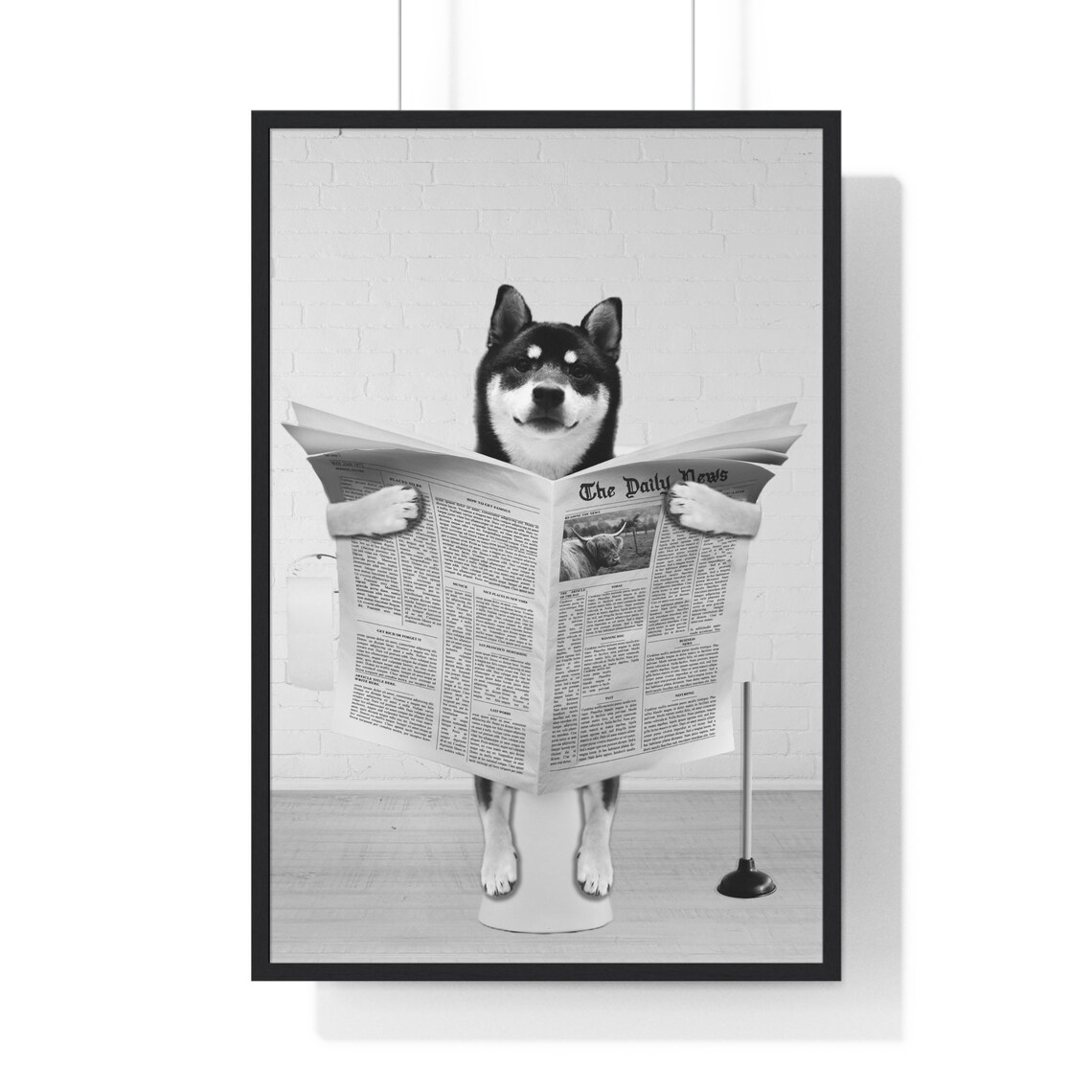 Shiba Inu Black And Tan Art Funny Bathroom Print Toilet Poster Bathroom Art Shiba Inu Black And White