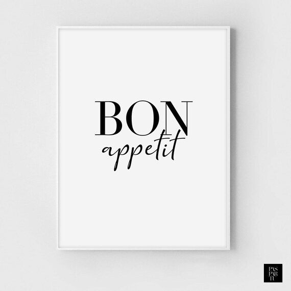 Bon Appetit Lets Eat Kitchen Sign, Farmhouse Art Print
