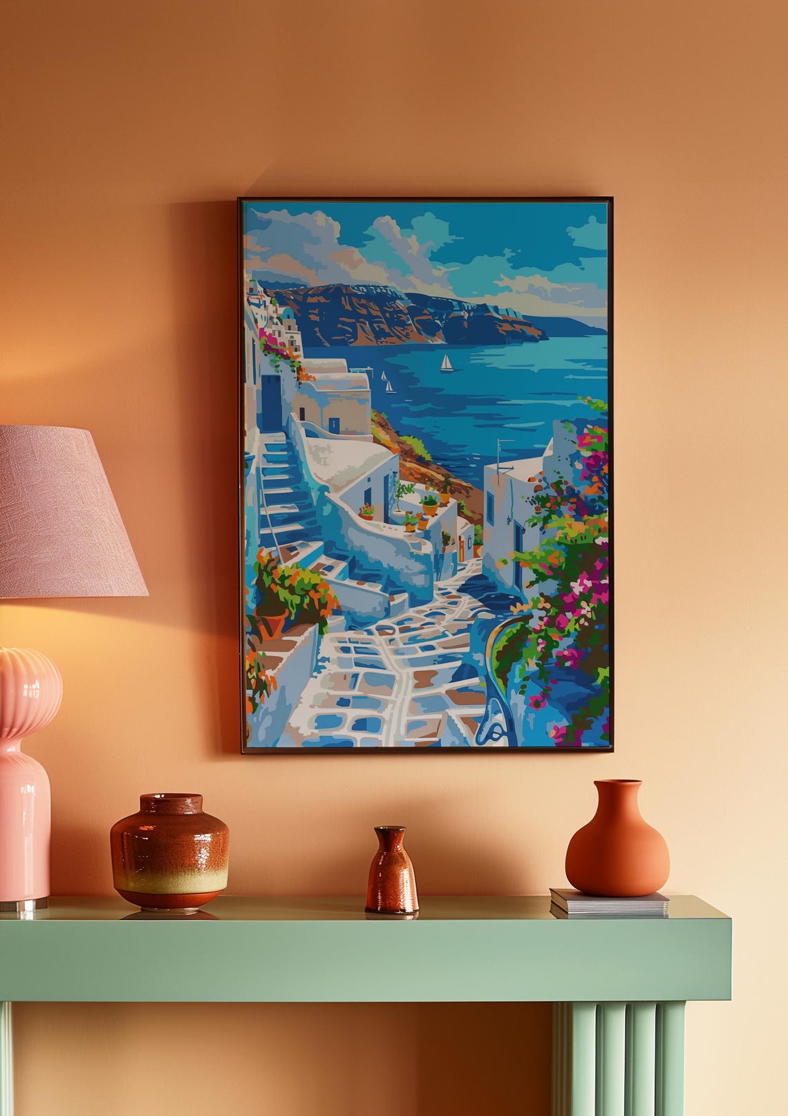 Santorini Greece White Houses Blue Aegean Sea Scenic Travel Poster - Image 3