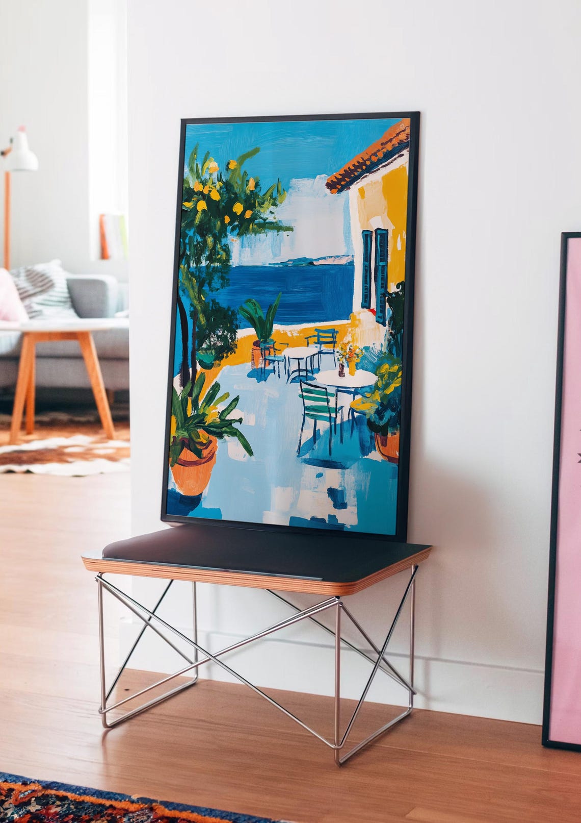 Sunlit Mediterranean Terrace Sea View Lemon Tree Amalfi Art Poster - Image 4