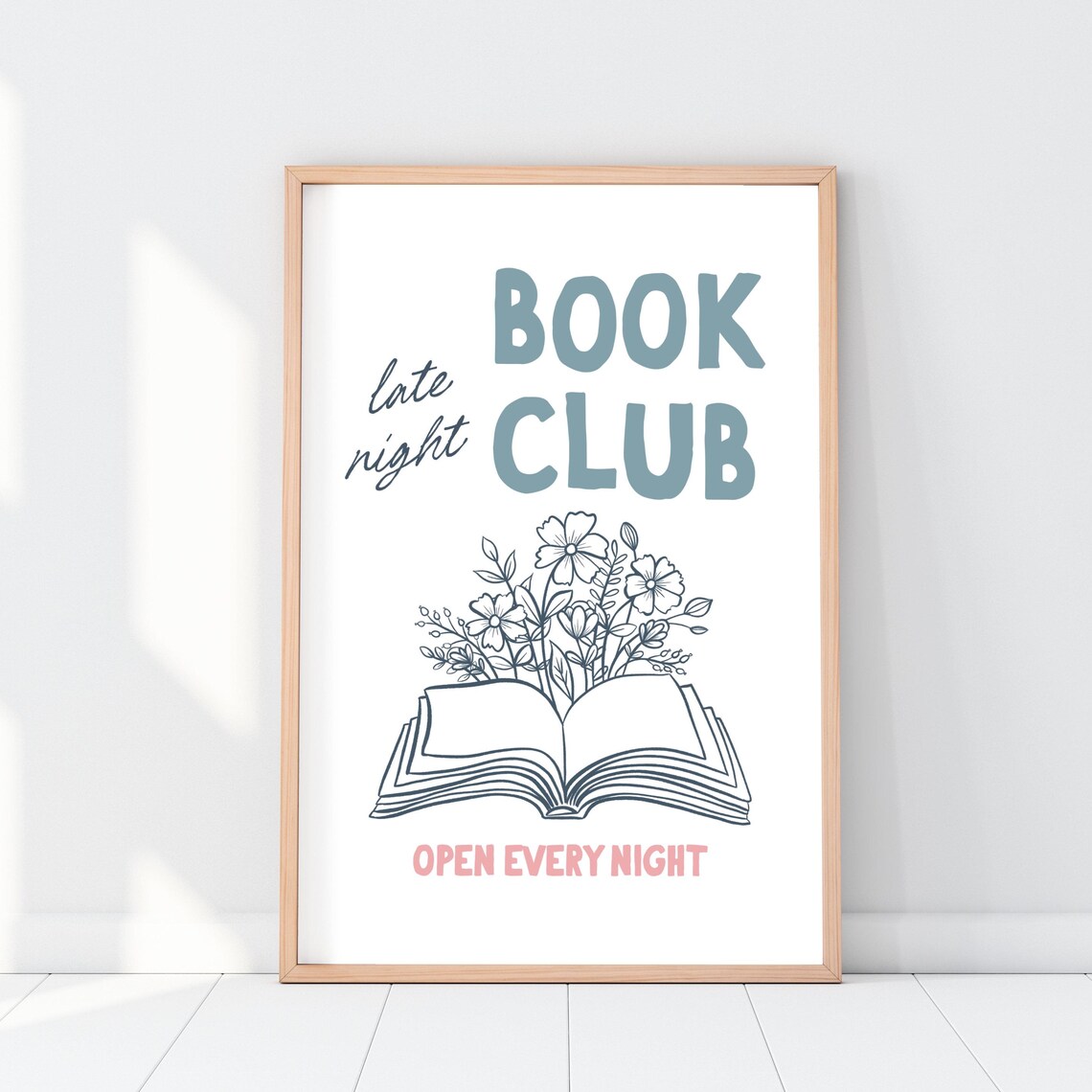 Late Night Book Club Open Every Night Bookish Reading Poster