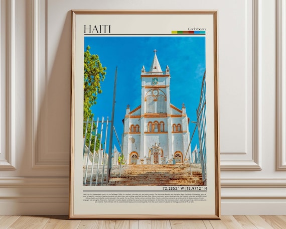 Haiti Caribbean Travel Photography White Church Colonial Poster