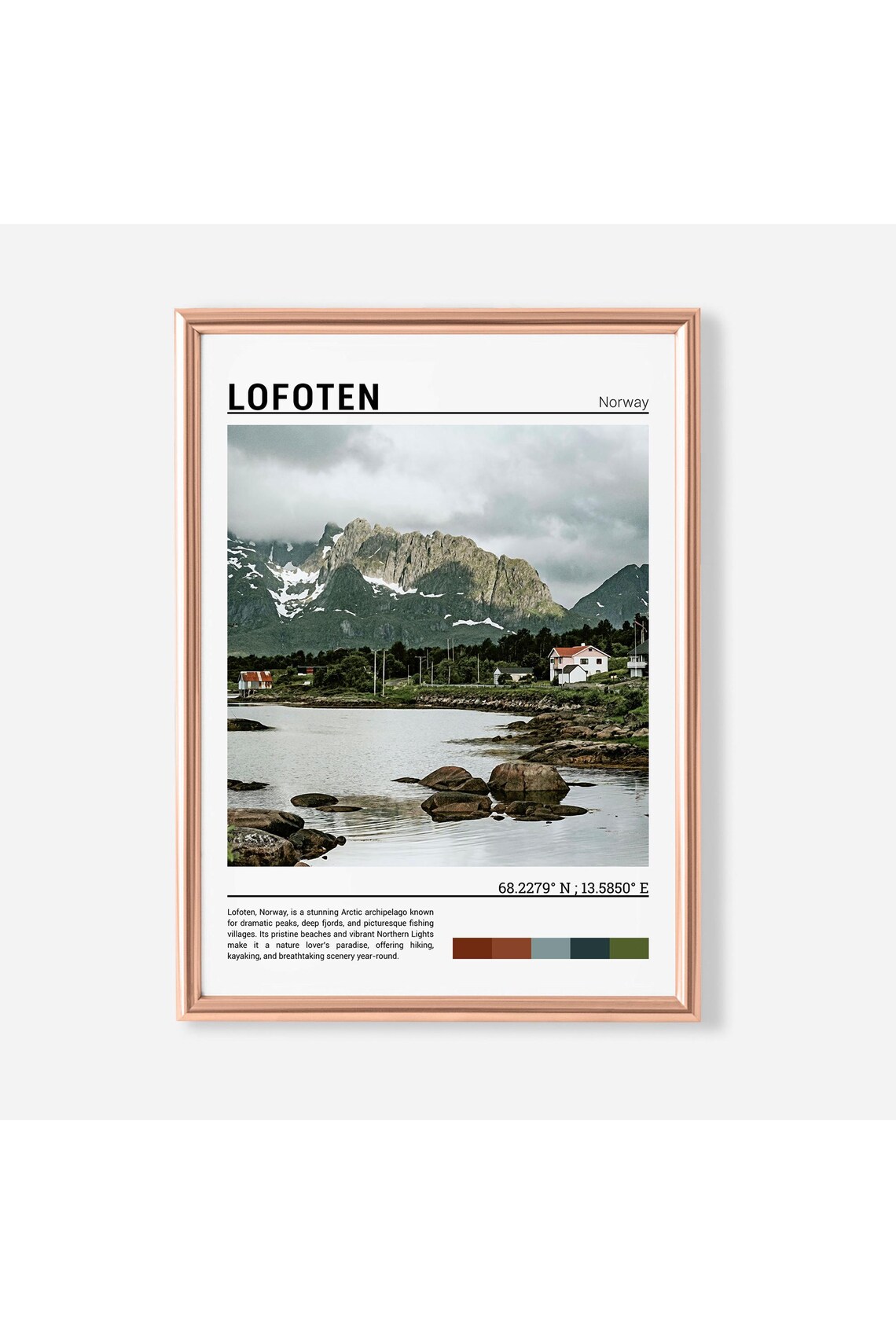 Lofoten Norway Arctic Fjord Fishing Village Peaks Photo Poster