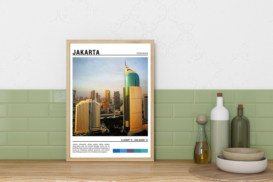 Jakarta Indonesia Modern Skyscraper Golden Hour City Skyline Poster - Image 3