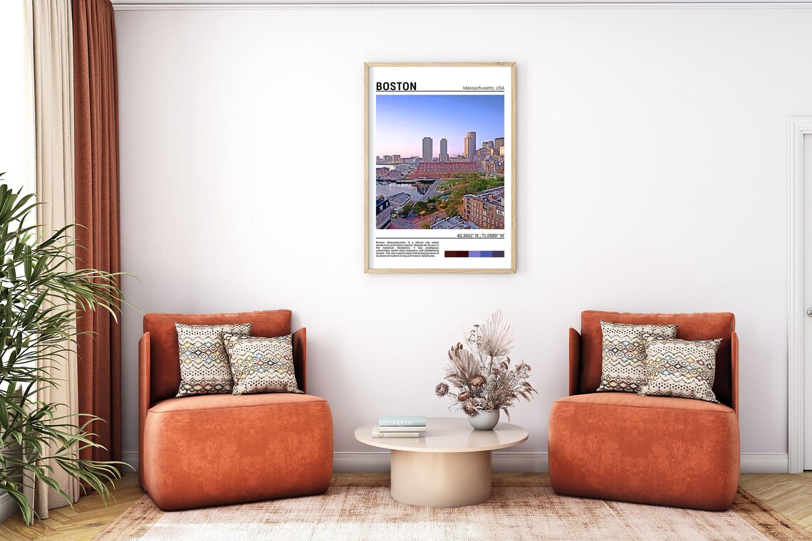 Boston Massachusetts Harbor Skyline at Dusk Photo Travel Poster - Image 7