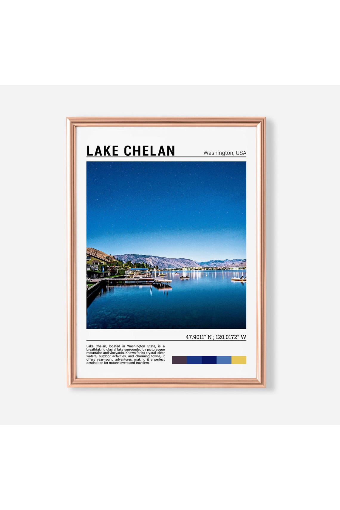 Lake Chelan Washington Starry Night Dock Reflection Photo Poster