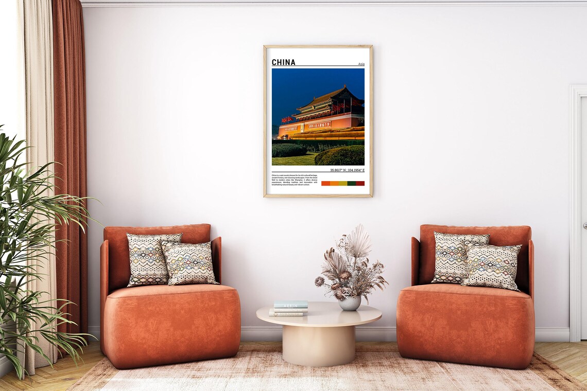 China Tiananmen Gate Beijing Night Landmark Architecture Travel Poster - Image 7