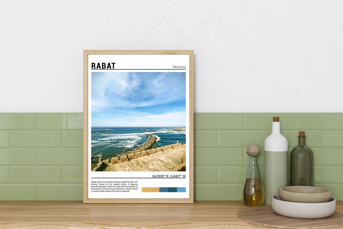 Rabat Morocco Coastal Ramparts Atlantic Ocean Waves View Poster - Image 3