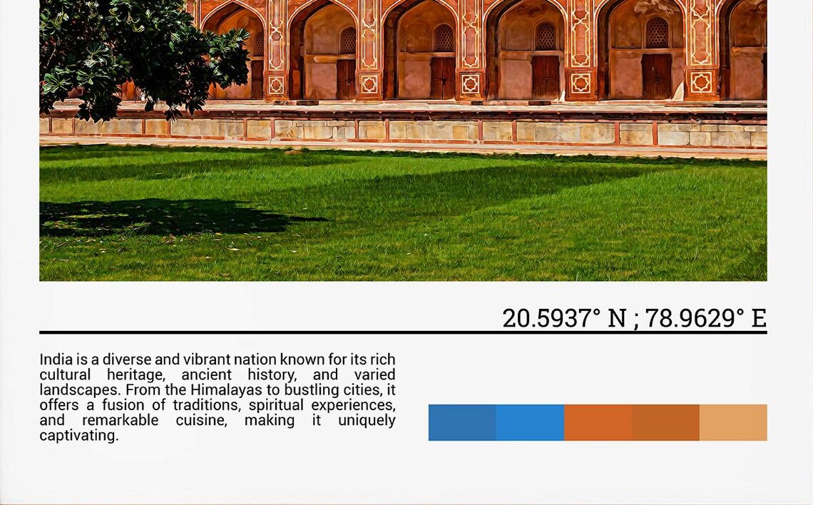India Delhi Humayun Tomb Mughal Architecture Dome Photo Poster - Image 4