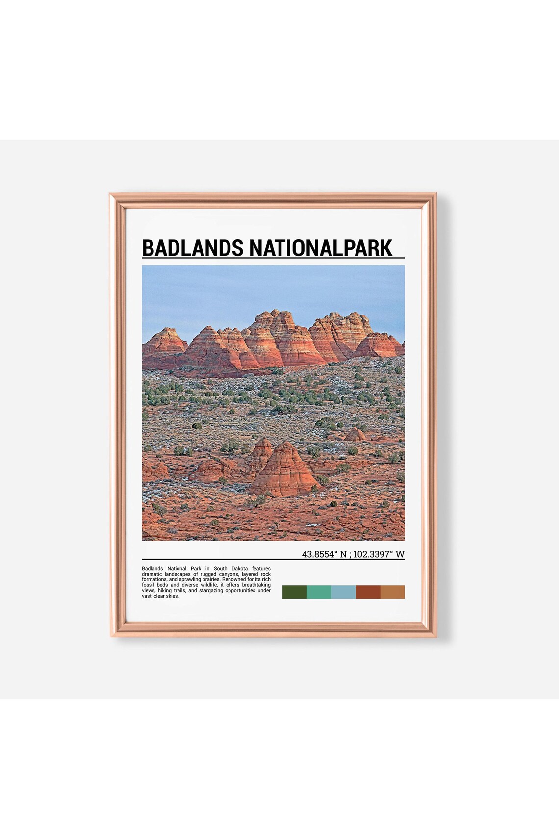 Badlands National Park Red Rock Formations Desert Dramatic Landscape Poster