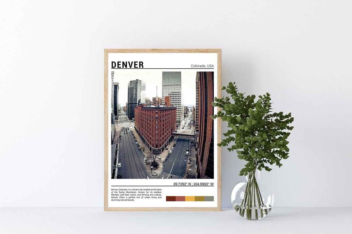 Denver Colorado Downtown Street Grid Historic Brick Building Poster - Image 4