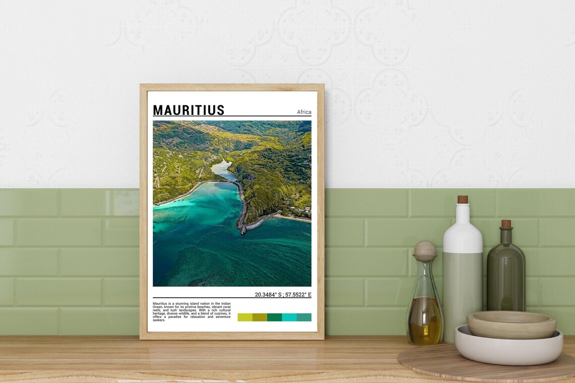 Mauritius Africa Aerial Lagoon Underwater Waterfall Illusion Poster - Image 3