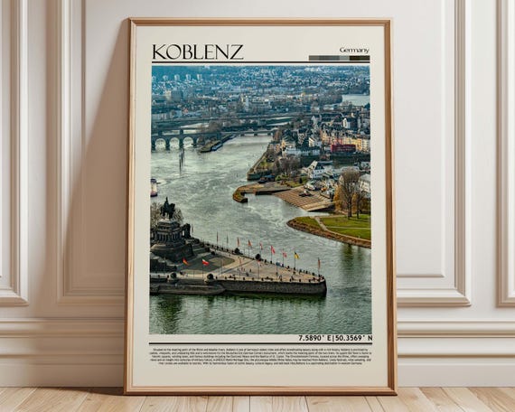 Koblenz Germany Travel Poster, Europe Wall Art Print