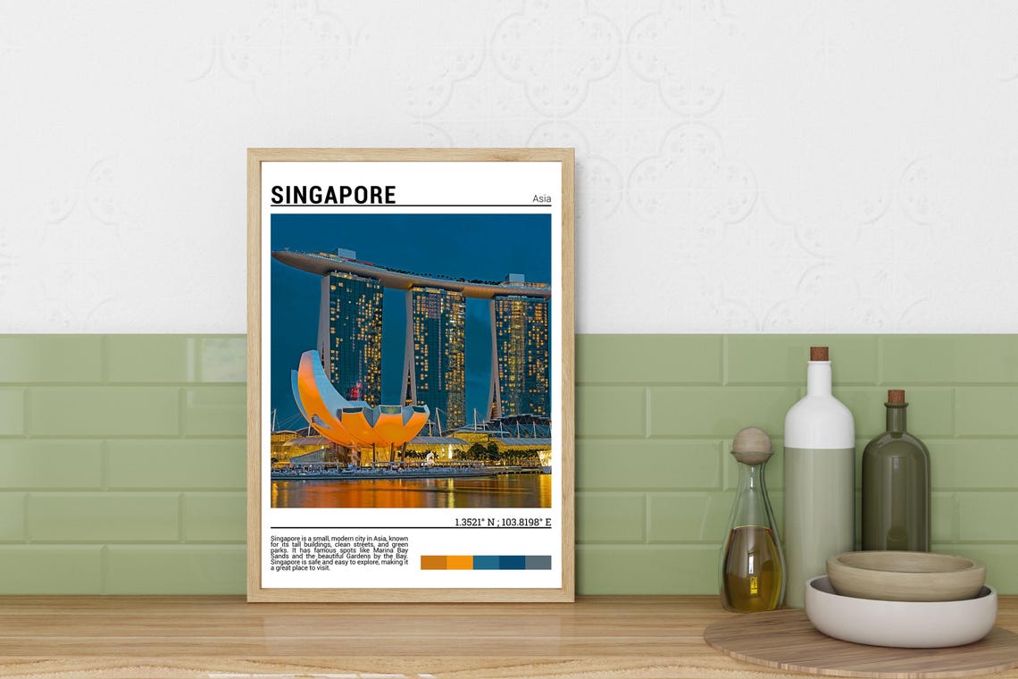 Singapore Print Singapore Poster Singapore Travel Poster Singapore Print Singapore Art Singapore Asia - Image 4
