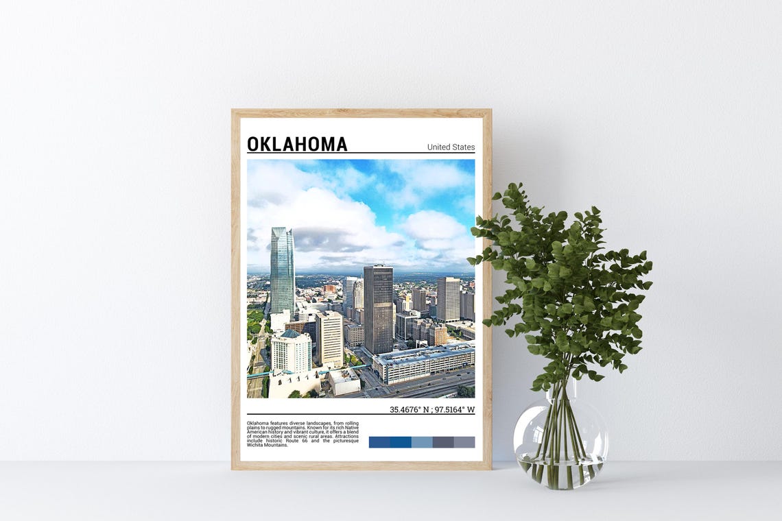 Oklahoma City Skyline With Devon Tower Daylight Cityscape Poster - Image 4