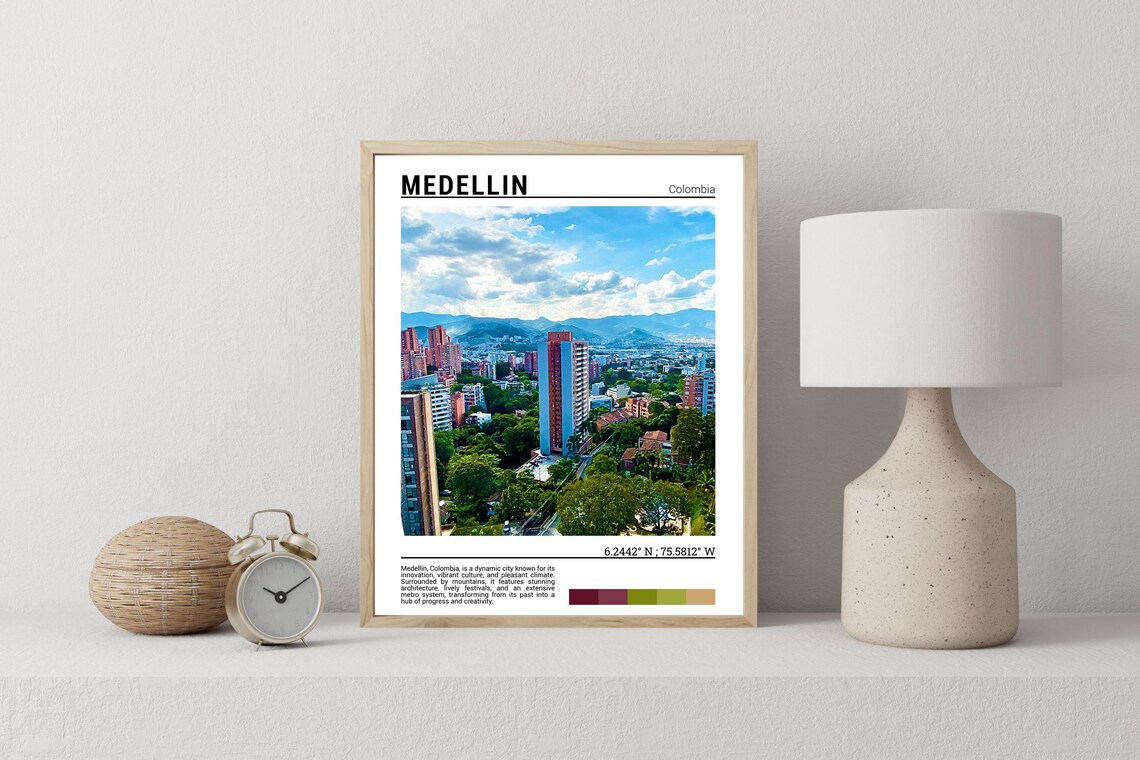 Medellin Colombia Travel Poster, Wall Art Print - Image 2