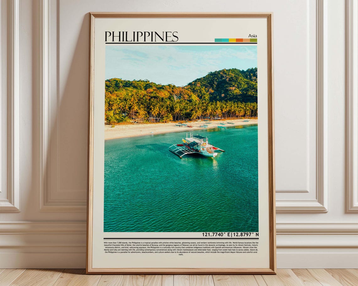 Philippines Asia Travel Photography Tropical Beach Boat Poster