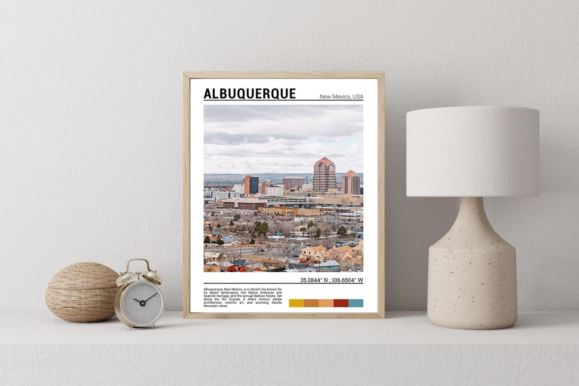 Albuquerque New Mexico Downtown Skyline Desert Cityscape View Poster - Image 2