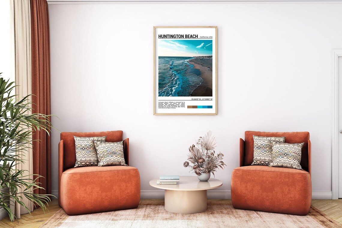Huntington Beach California Surf Waves Shoreline Sunset Travel Poster - Image 7