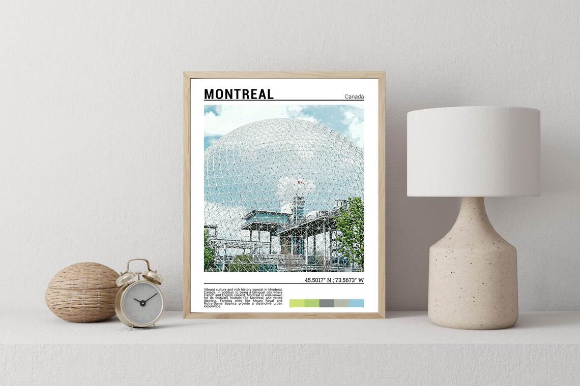 Montreal Canada Biosphere Geodesic Dome Landmark City Travel Poster - Image 2