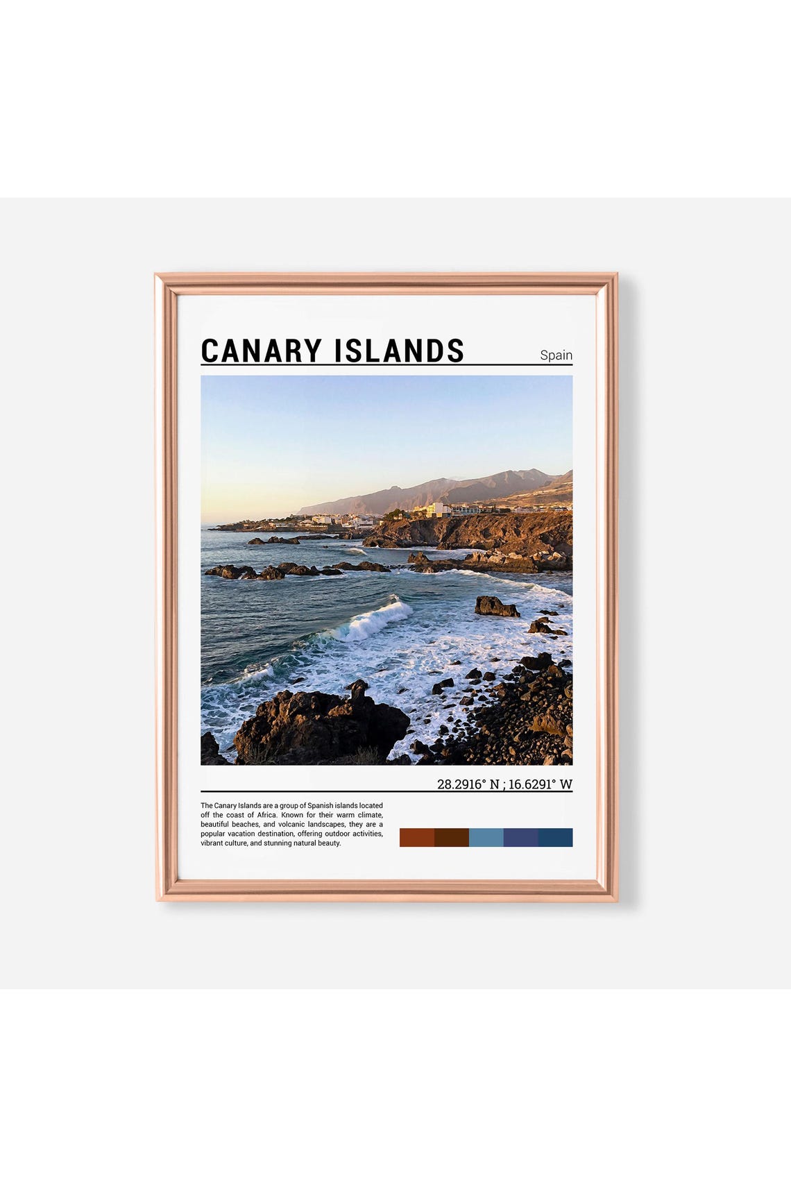 Canary Islands Spain Rocky Volcanic Coastline Ocean View Poster