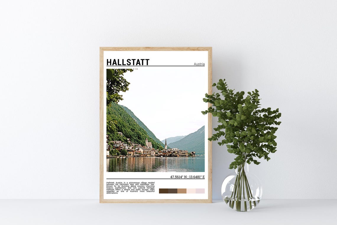 Hallstatt Austria Idyllic Lakeside Village Alpine View Poster - Image 4
