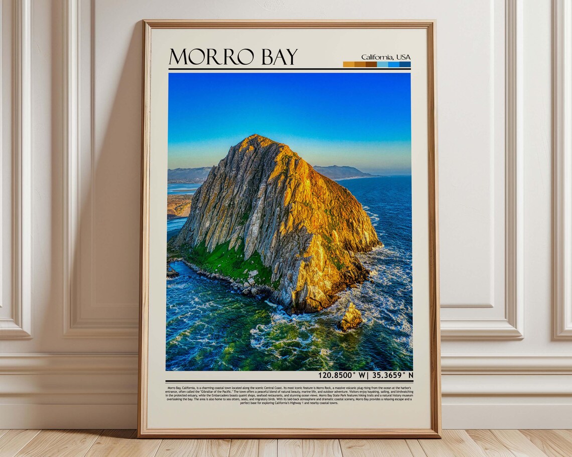 Morro Bay California Morro Rock Ocean Coast Landmark Travel Poster