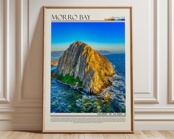 Morro Bay California Morro Rock Ocean Coast Landmark Travel Poster
