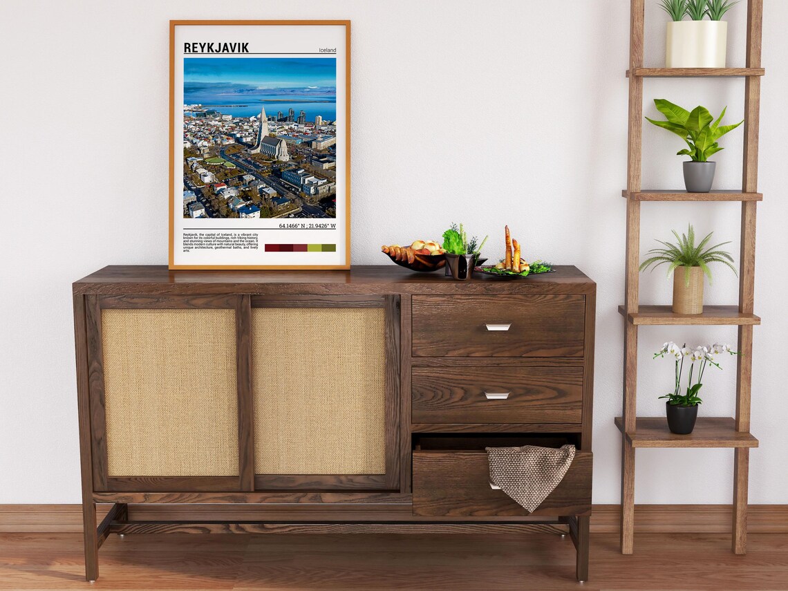 Reykjavik Iceland Aerial City View Church Landmark Coast Travel Poster - Image 6