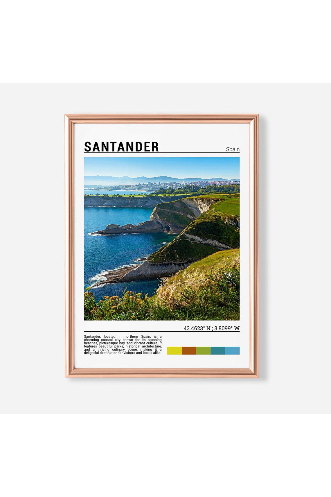 Santander Spain Dramatic Cliffs Bay Coastal Green View Poster