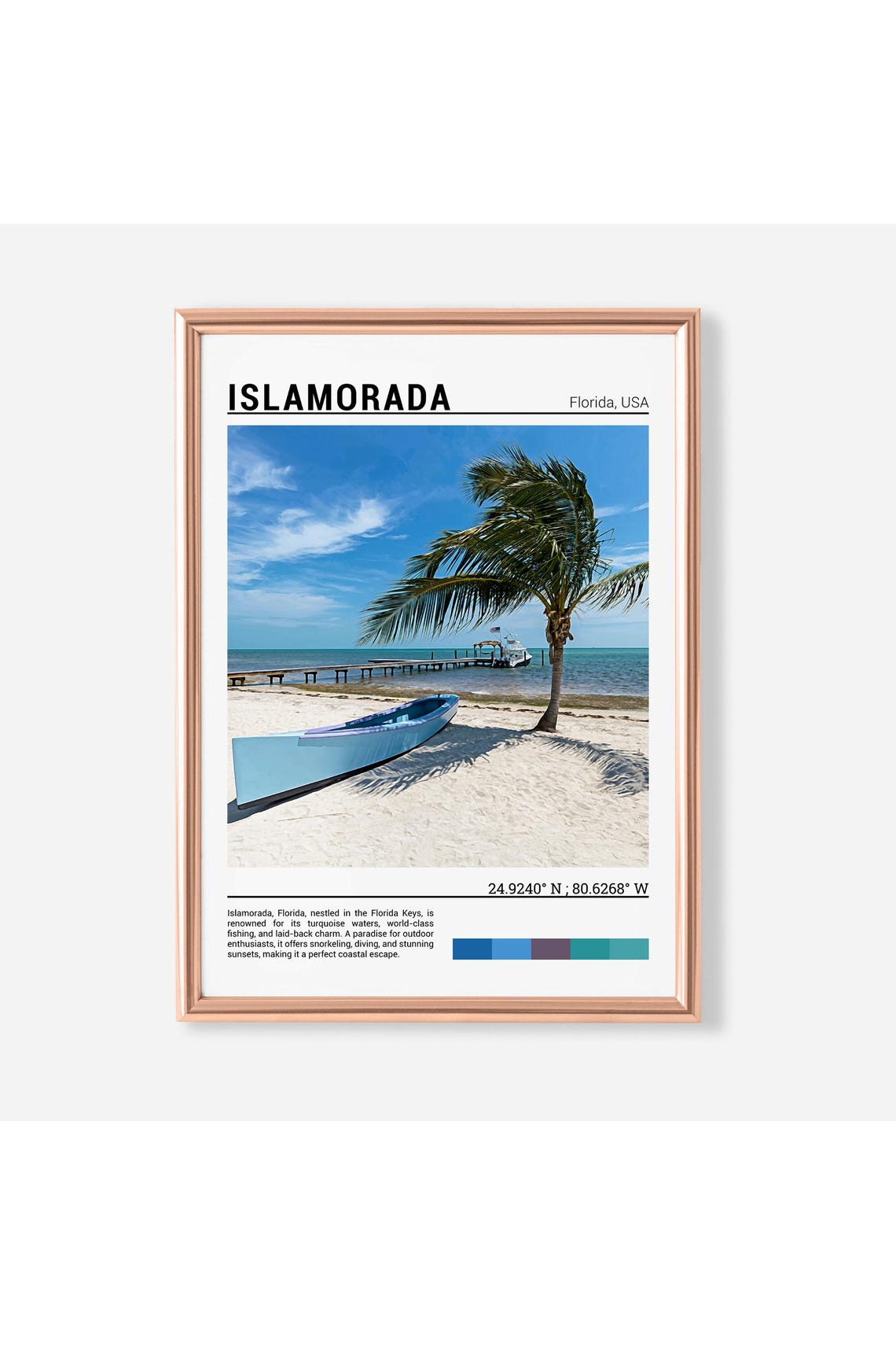 Islamorada Florida Keys Sunny Palm Tree Canoe Beach Pier Poster