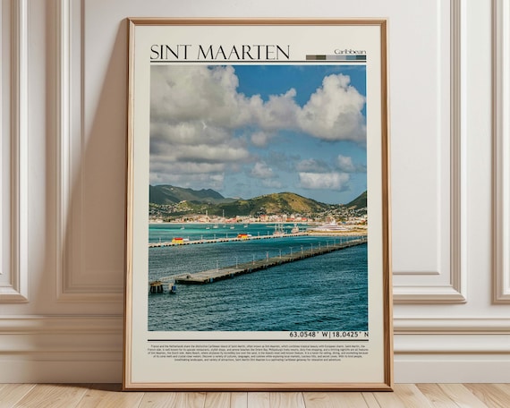 Scenic Sint Maarten Caribbean Harbor Travel Photography Poster