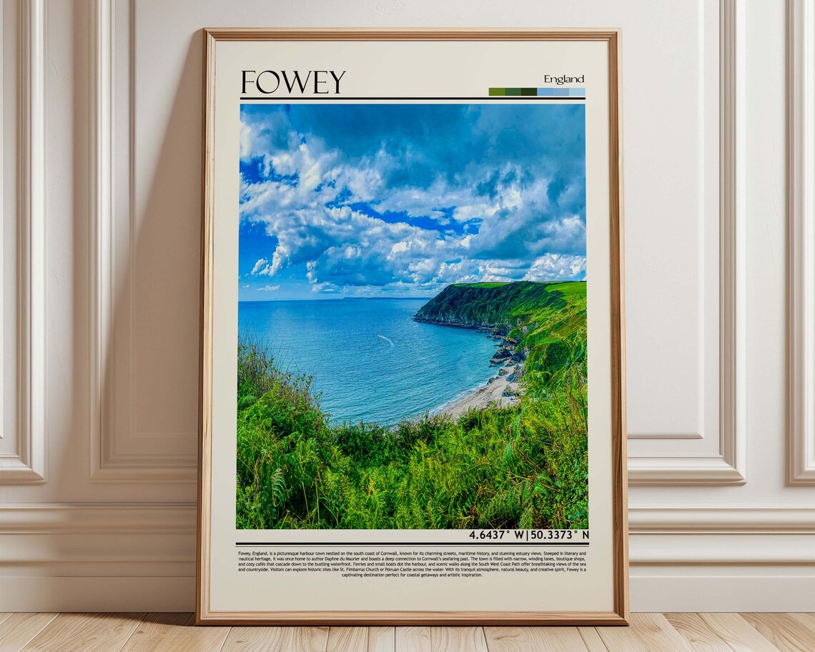 Fowey England Dramatic Coastal Cliffs Turquoise Bay Coast Poster