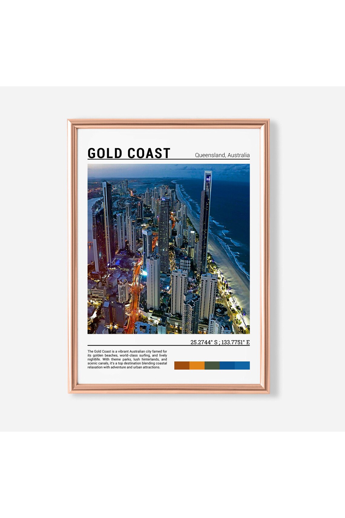 Gold Coast Queensland Night Skyline Towers Glowing Beach Poster