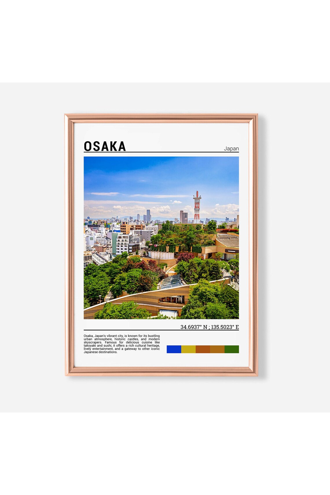Osaka Japan Skyline Cityscape Tower View Urban Travel Poster