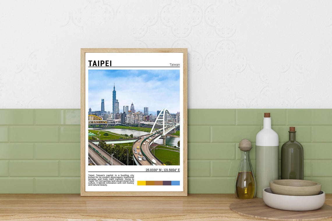 Taipei Taiwan Taipei 101 Skyline Bridges River Highway View Poster - Image 3