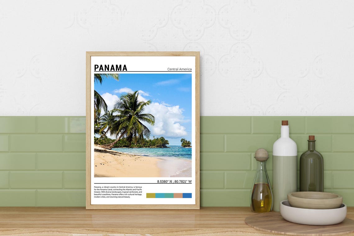 Panama Central America Tropical Palm Tree Beach Paradise Poster - Image 3