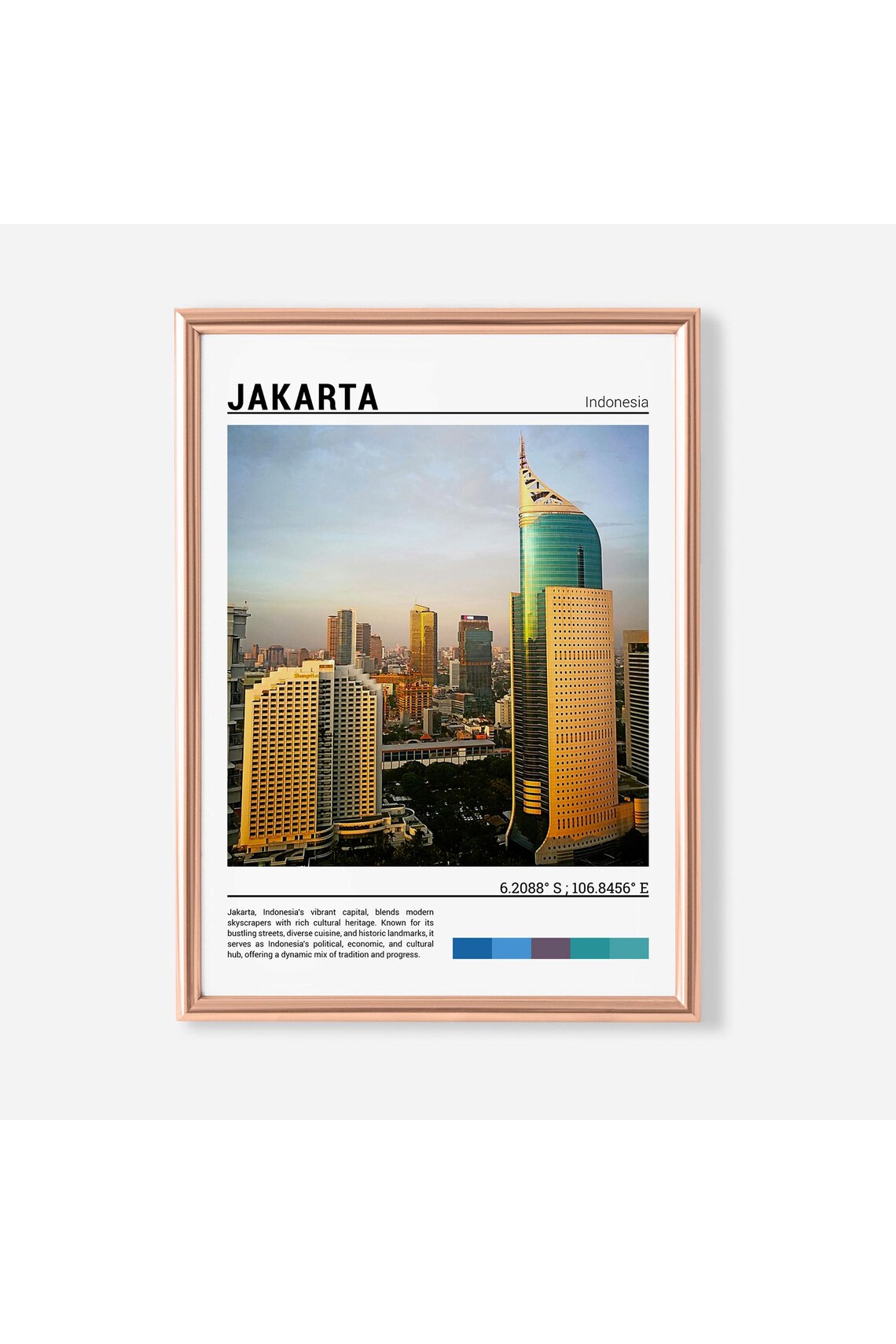 Jakarta Indonesia Modern Skyscraper Golden Hour City Skyline Poster