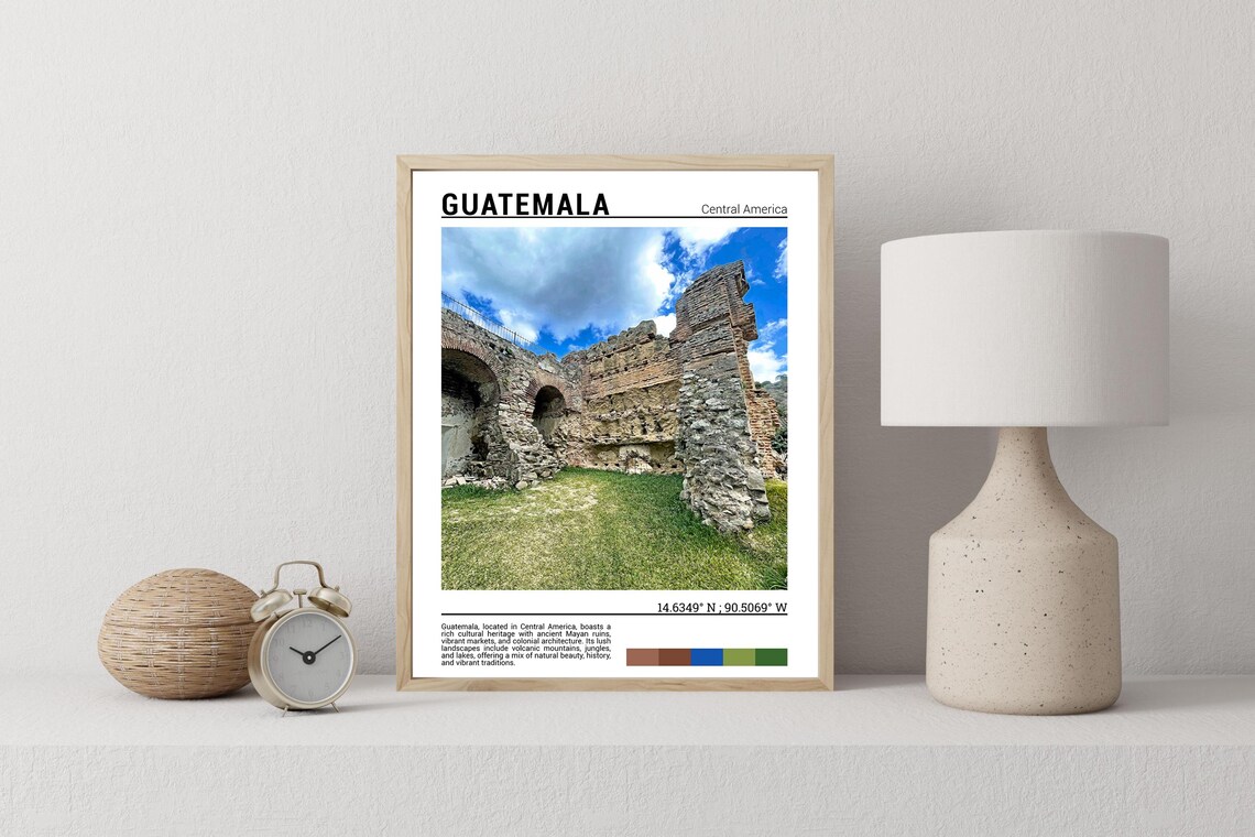 Guatemala Central America Ancient Stone Ruins Arches Sky Poster - Image 2